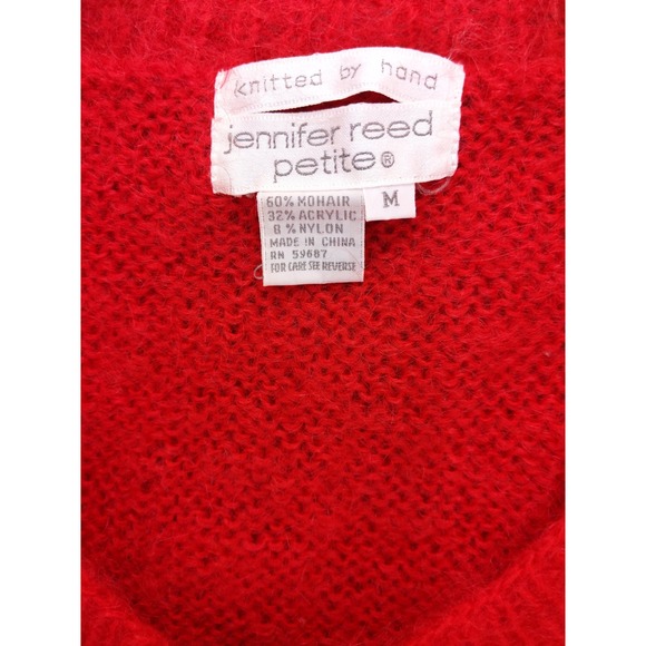 vtg Jennifer Reed Petite Mohair Blend Faux Cardigan Hand Knit Size‎ M - Picture 6 of 8